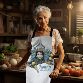 Delantal Nonna Apron Trinacria Sicilian Símbolo de tres pie