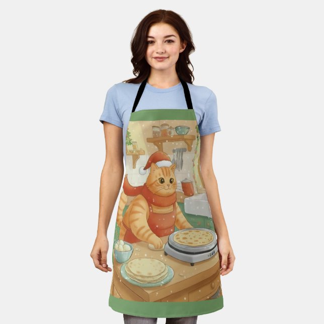 Delantal Norwegian Cat Making Christmas Lefse, Apron (Gastado)