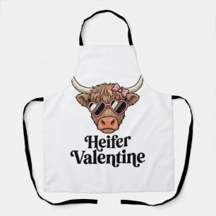 Delantal Novilla de San Valentín Vaca Highland Diseño Vinta