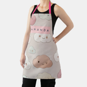 Delantal Nubes sonrientes personalizadas de Kawaii Pastel
