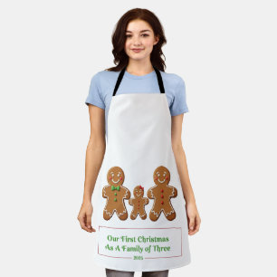 Delantal Nuestra primera Navidad como familia de tres Ginge