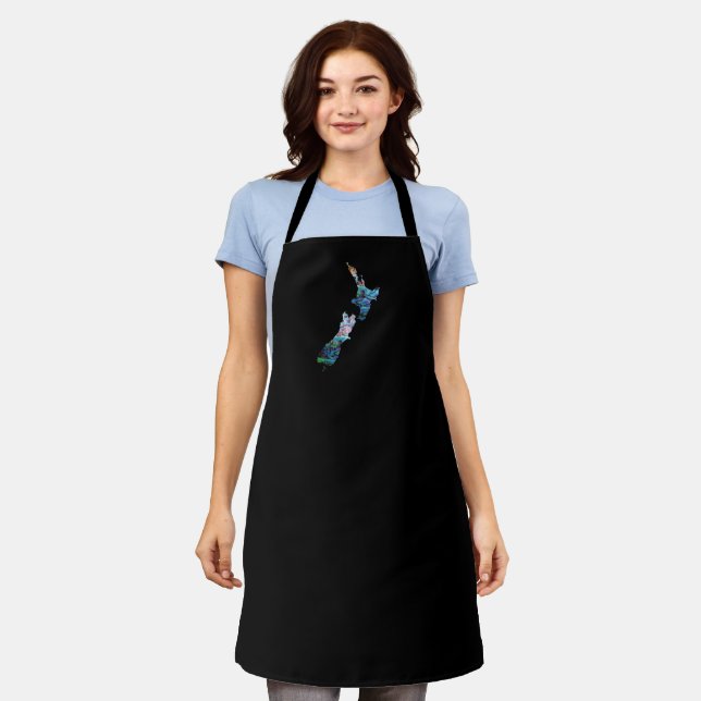 DELANTAL NUEVA ZELANDIA KIWI MAP PAUA ESTÁNDAR APRON (Gastado)