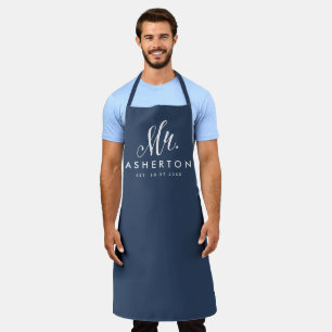Delantal Nuevo marido Sr. Apron azul marino personalizado