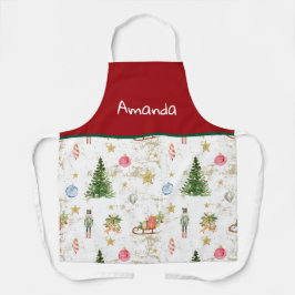 Delantal Nuez de Cracker de Acuarela Vintage Navidad Person