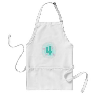 Delantal Número 4 en Aqua y Swirls Aprons