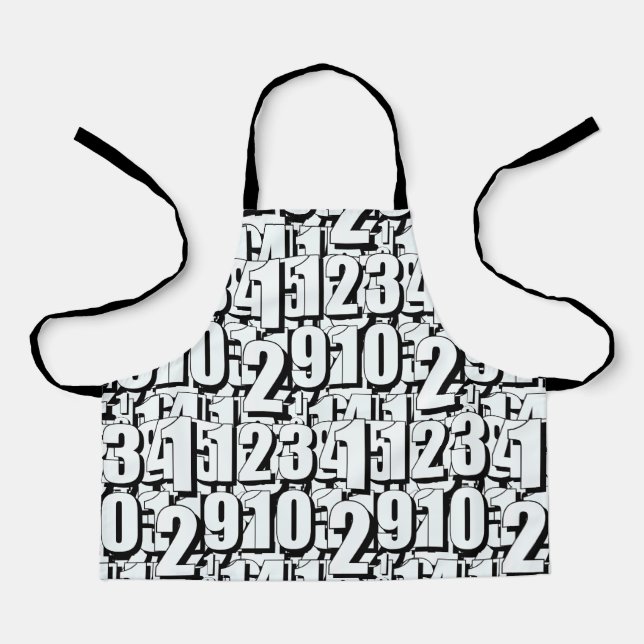 Delantal Números Niños blancos negros (Anverso)