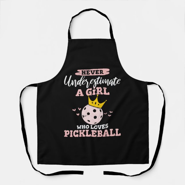 Delantal Nunca Subestimes A Un Chica Que Ama El Pickleball  (Anverso)