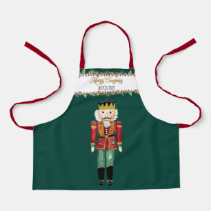 Delantal Nutcracker Candy Cane Merry Christmas Holly con no