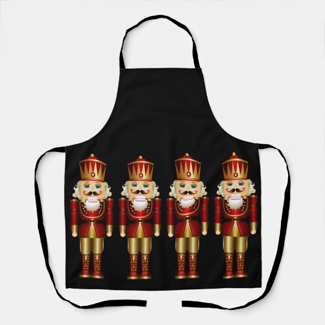 Delantal Nutcrackers rojos y de oro  (Anverso)