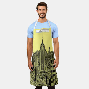 Delantal NYC Skyline ESB Top of the Rock Etched Yellow BG