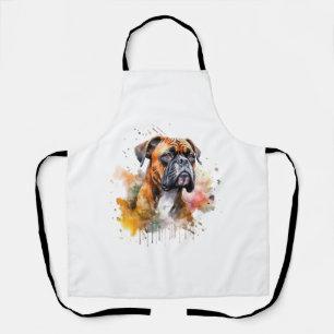 Delantal Obra de arte de acuarela BoxerLove - Raza de canin