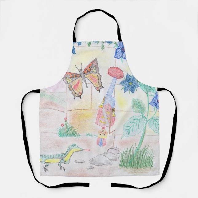 Delantal Obra de arte de niños personalizados, juguete de d (Anverso)