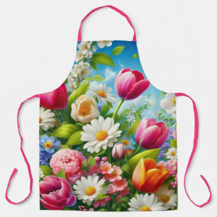 Delantal Obra de arte floral/primavera