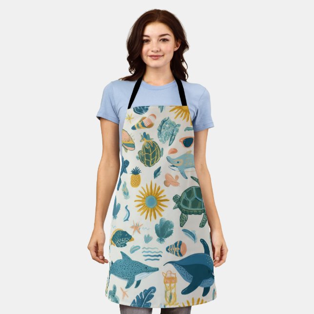 Delantal Ocean Waves All-Over Print Apron Gift (Gastado)