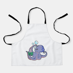 Delantal Octopus al leer con un libro