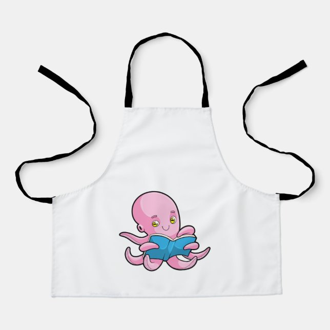 Delantal Octopus al leer un libro (Anverso)