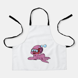 Delantal Octopus como buceador con Snorkel