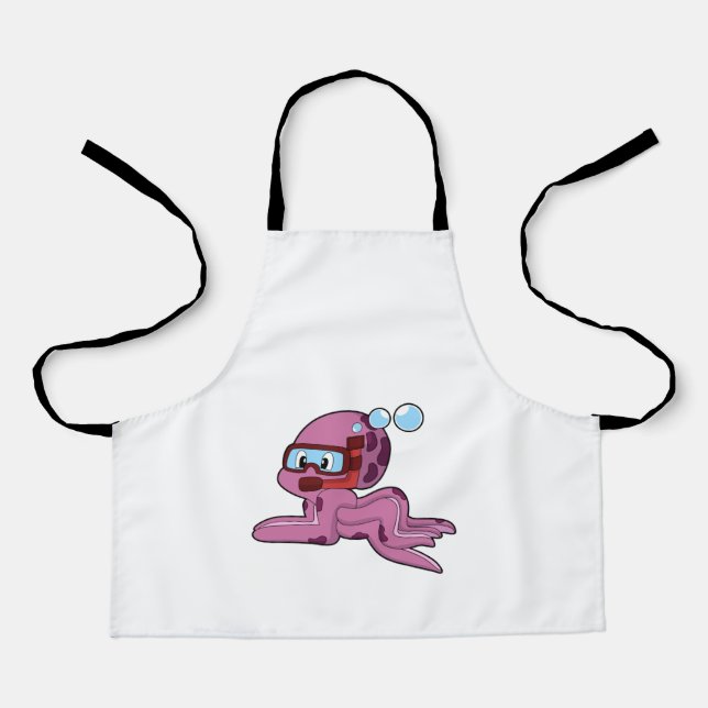 Delantal Octopus como buceador con Snorkel (Anverso)