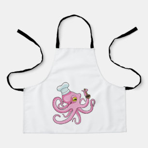 Delantal Octopus como cocinero con cuchara de madera