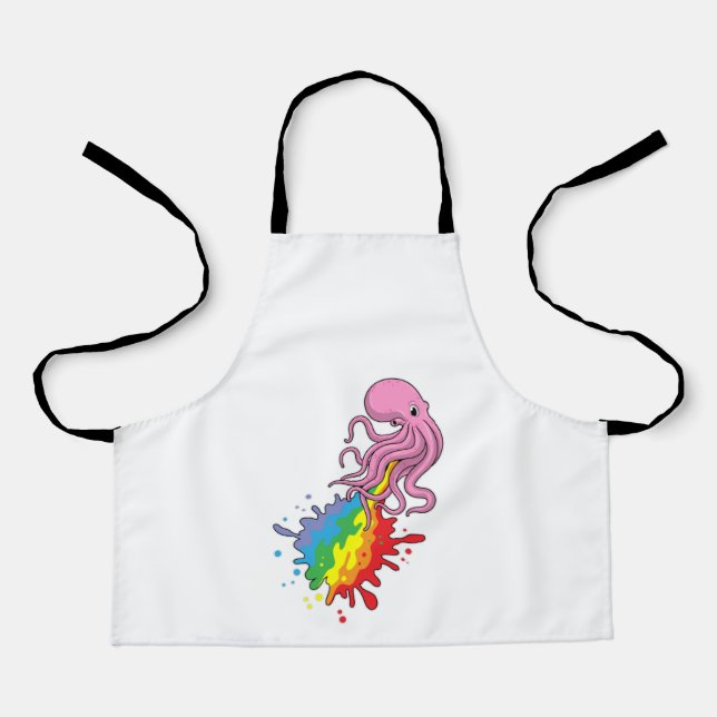 Delantal Octopus con arcoiris (Anverso)