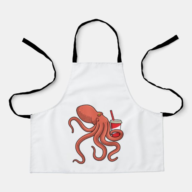 Delantal Octopus con bebida (Anverso)