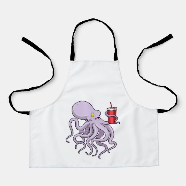 Delantal Octopus con tazón para beber (Anverso)