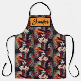 Delantal Odio loco con cartas de juego