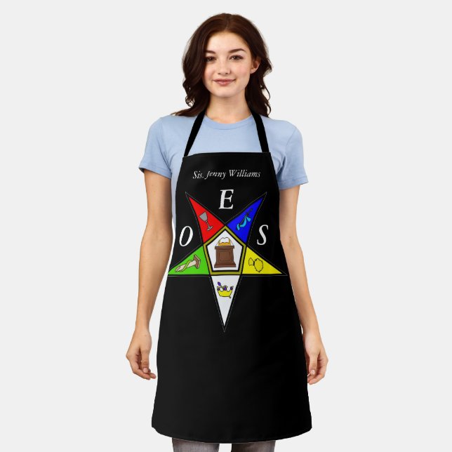 Delantal OES Eastern Star Sister Masonry Order Black (Gastado)