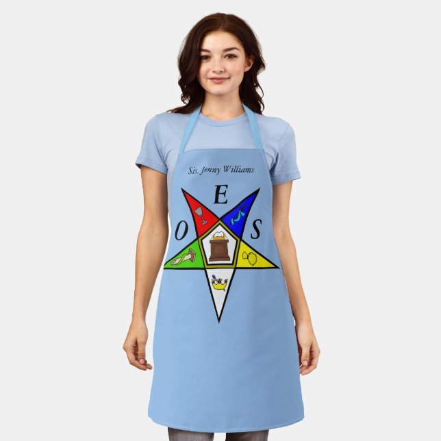 Delantal OES Eastern Star Sister Masonry Order Blue (Gastado)