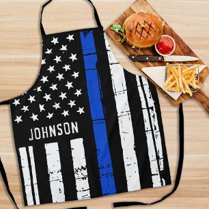 Delantal Oficial de policía BBQ Personalizada Línea Azul 