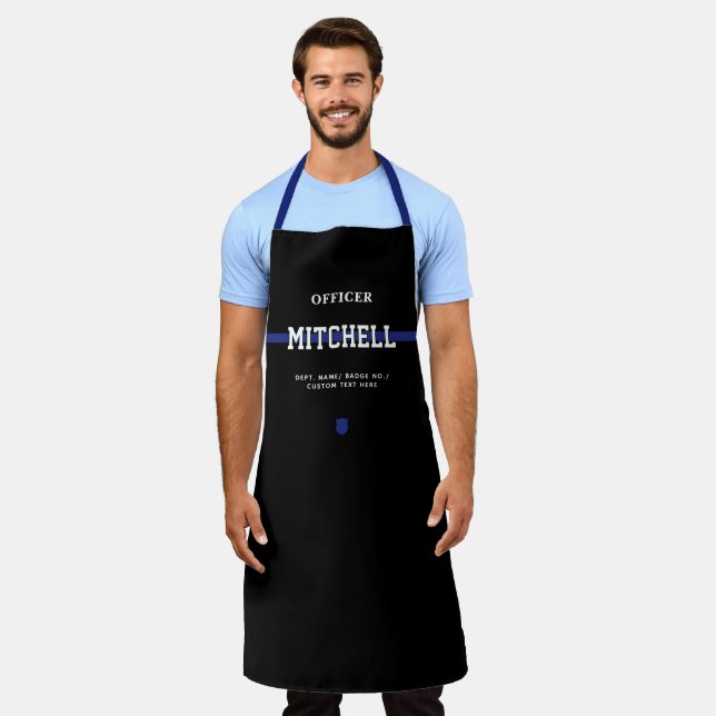 Delantal Oficial de Policía Personalizado Línea Azul Delgad (Gastado)