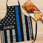 Delantal Oficial de Policía Personalizado Línea Azul Delgad<br><div class="desc">Delgado Apron de la Policía de la Línea Azul - Estados Unidos Diseño de la bandera estadounidense con colores de la bandera de la policía, diseño angustiado . Este delantal de policía personalizado es perfecto para cumpleaños, Navidades, regalos de retiro de la policía o día de los padres para tu...</div>