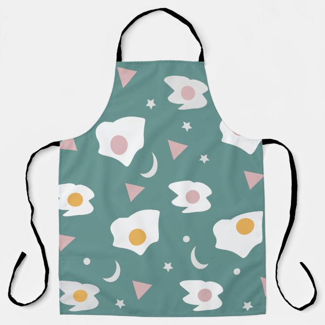 Delantal Oggs Moon Stars Dinner Pattern Green Apron (Anverso)