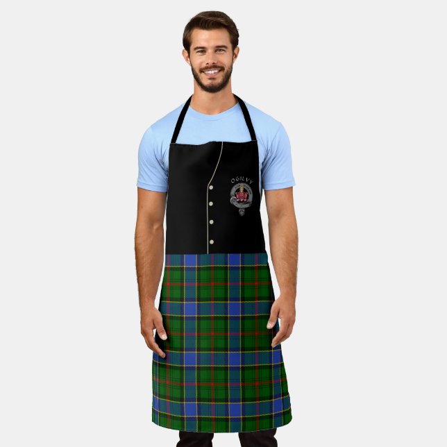 Delantal Ogilvy Clan Badge & Tartan Kilt Apron (Gastado)