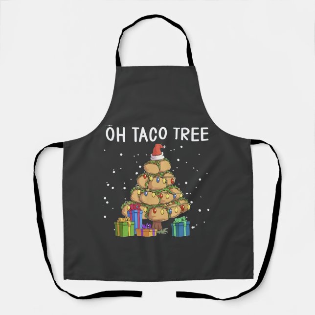 Delantal Oh Taco Tree Funny Comida Mexicana Navidades Feo (Anverso)