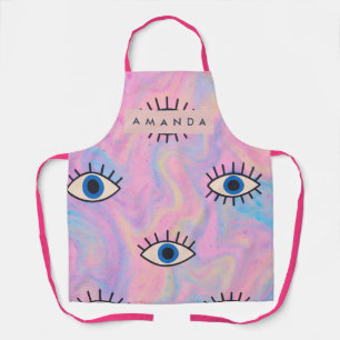 Delantal Ojo Malo Azul Personalizado Pop Art sobre Remolino