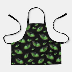 Delantal Ojos de gatos verdes, Apron de impresión completa
