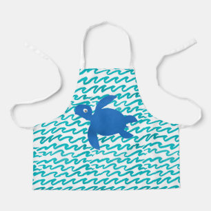 Delantal Ola de Shibori de Tortuga Marina Acuarela
