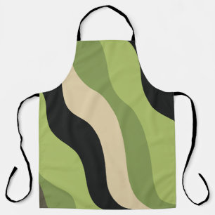 Delantal olas, curvas verdes, negras y beige coloridas