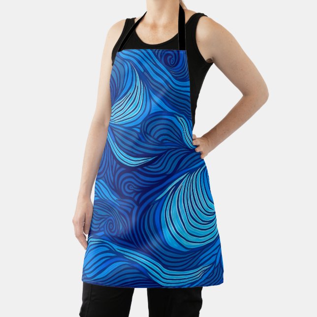 Delantal Olas de agua de océano azul turquesa abstracto | (in situ)