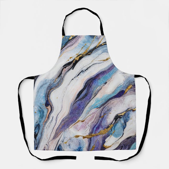 Delantal Olas de mármol de oro de lujo del Egeo (Anverso)