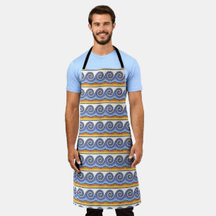 Delantal Olas de Océano Patrón de Mosaico Estilo Cocina