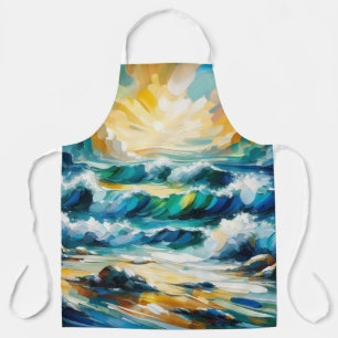 Delantal Olas Oceánicas Y Arte Abstracto De Sunrise Pintado