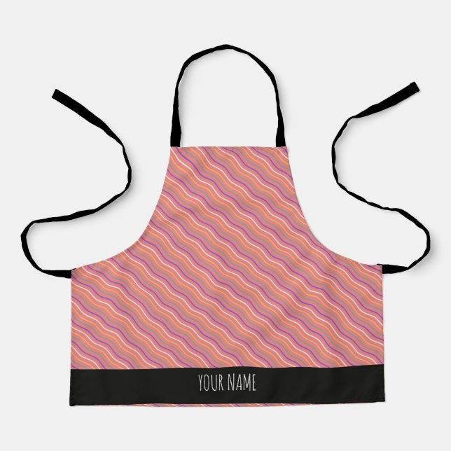 Delantal Olas Peach Vertical Color amarillo Azul Patrón mín (Anverso)