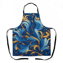 Olas Reales de Capricho Remolinos de Azul y Dorado