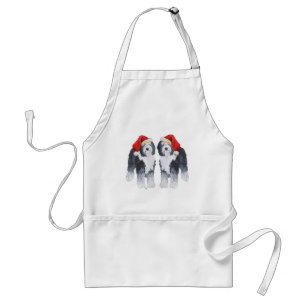 Delantal Old English Sheepdog Gorro de Santa
