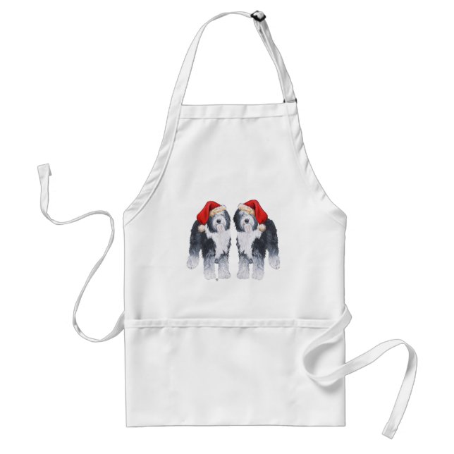 Delantal Old English Sheepdog Gorro de Santa (Frente)