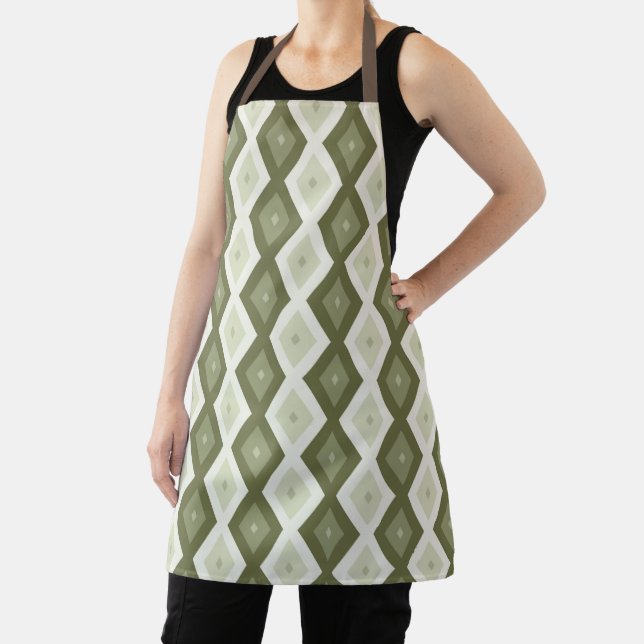 Delantal Olive green diamond pattern (in situ)