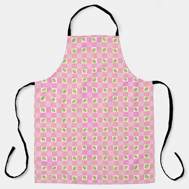 Delantal Olive Me Loves Olive You Retro Pink Pattern Apron (Anverso)