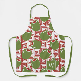 Delantal Olive Mediterranean Greek Key 